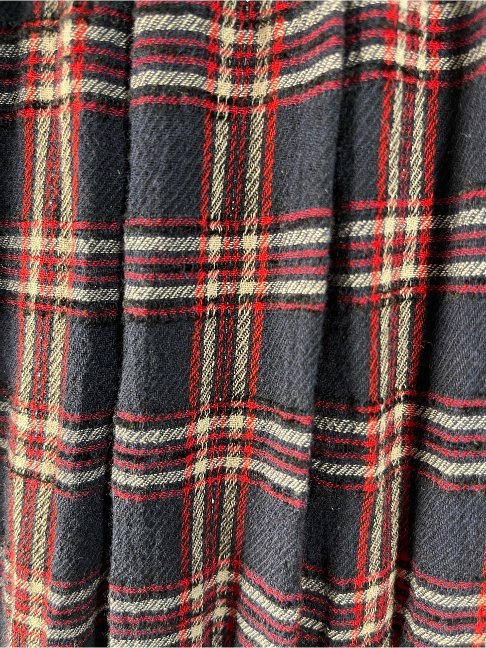 Veronica Beard Karen Navy and Red Metallic Plaid Long-Sleeve Shirt Dress Sz. 14 - Picture 4 of 7